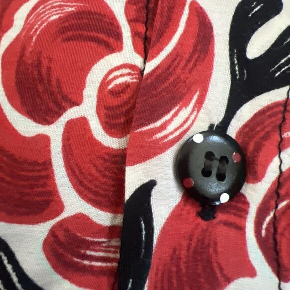 Vintage Jams World Hawaiian Shirt Mens XL Rayon Red Black Roses Valentines 90s - Picture 4 of 10